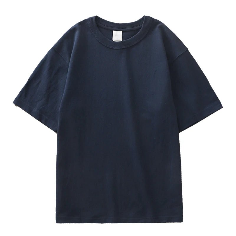 Heavyweight 100% cotton casual regular fit t-shirt - AntoniosClothing - Dark blue