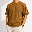 Heavyweight 100% cotton casual regular fit t-shirt - AntoniosClothing - Brown