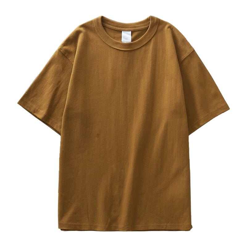 Heavyweight 100% cotton casual regular fit t-shirt - AntoniosClothing - Brown