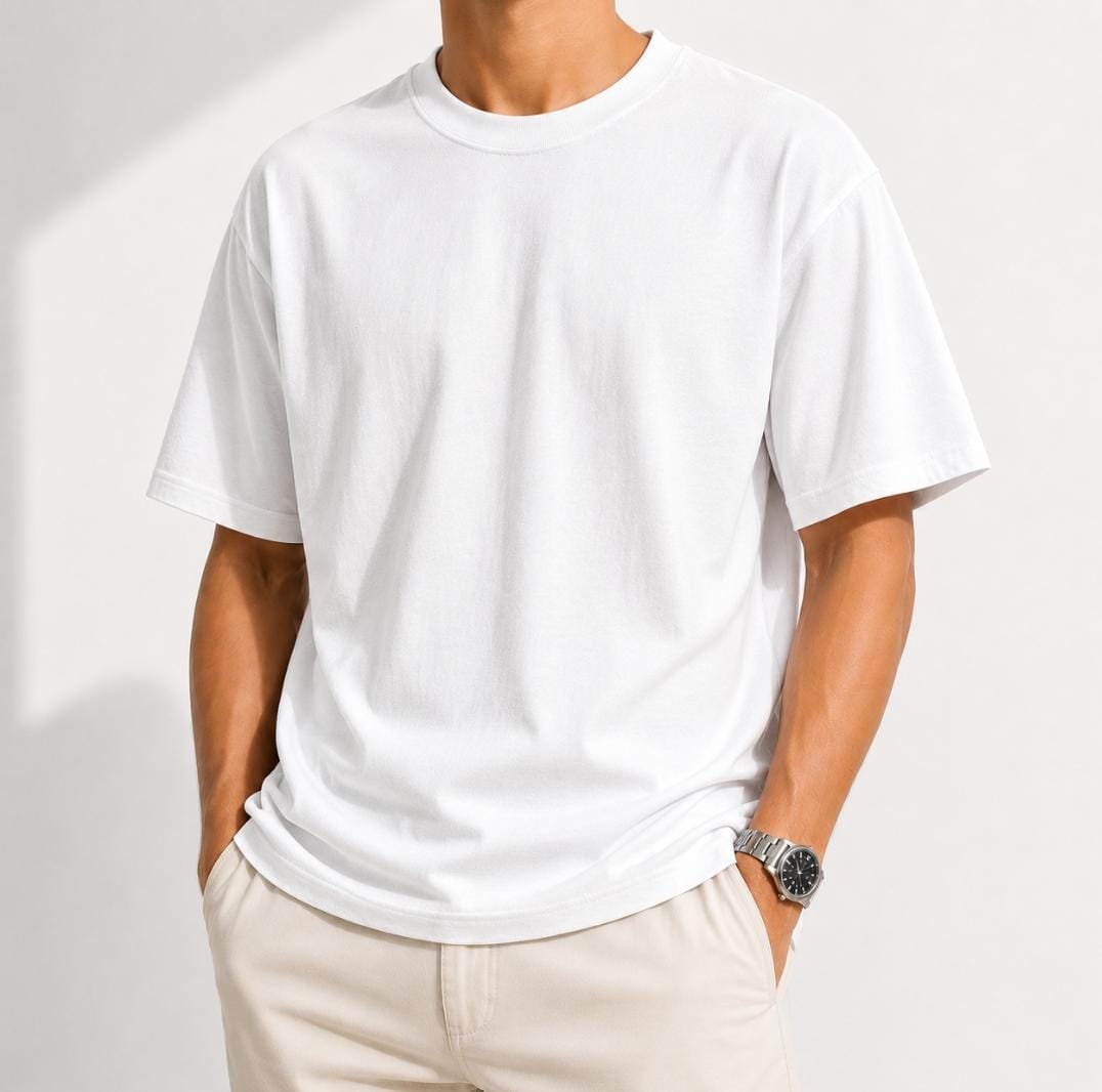 Heavyweight 100% cotton casual regular fit t-shirt - AntoniosClothing - White