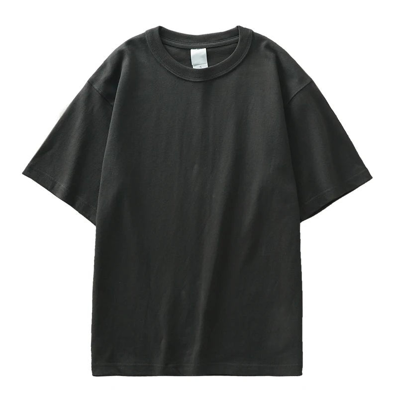 Heavyweight 100% cotton casual regular fit t-shirt - AntoniosClothing - Dark gray