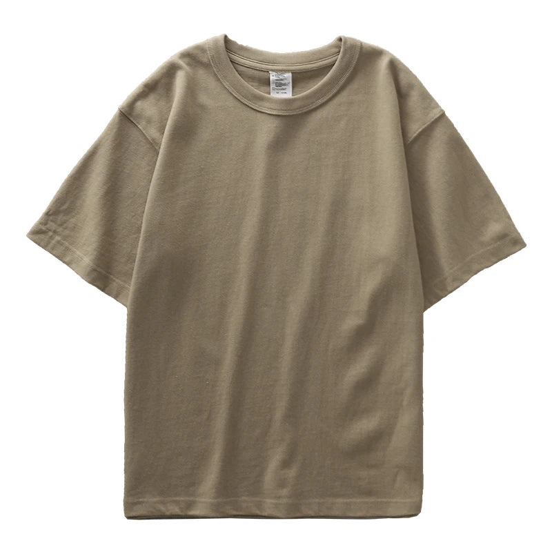 Heavyweight 100% cotton casual regular fit t-shirt - AntoniosClothing - Khaki