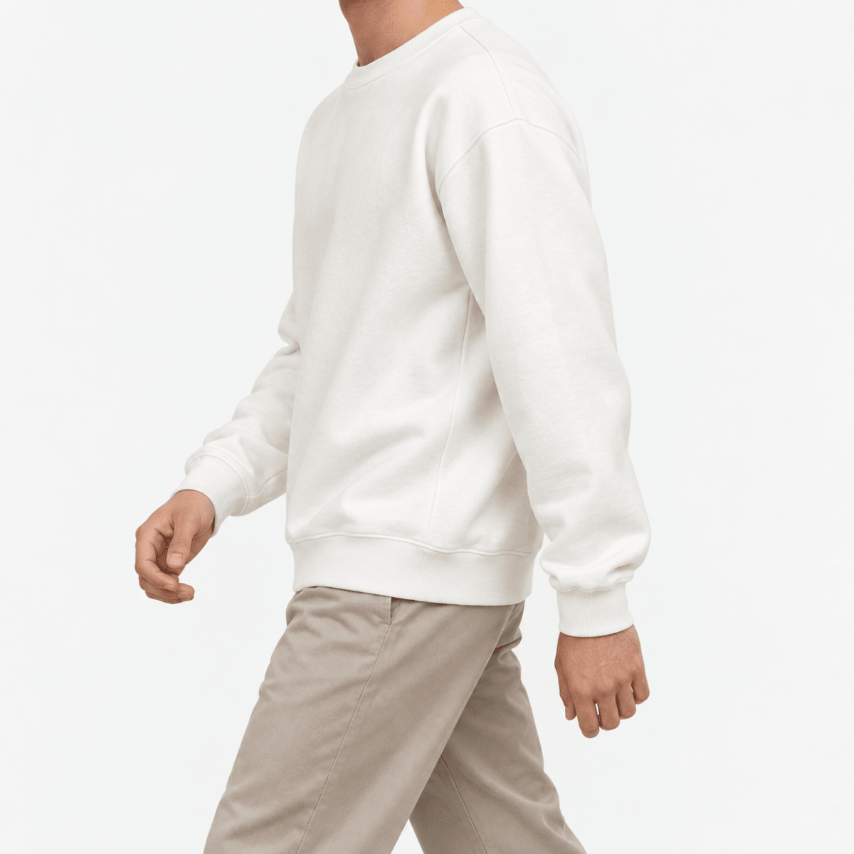 Heavyweight cotton crew neck sweatshirt - AntoniosClothing - White