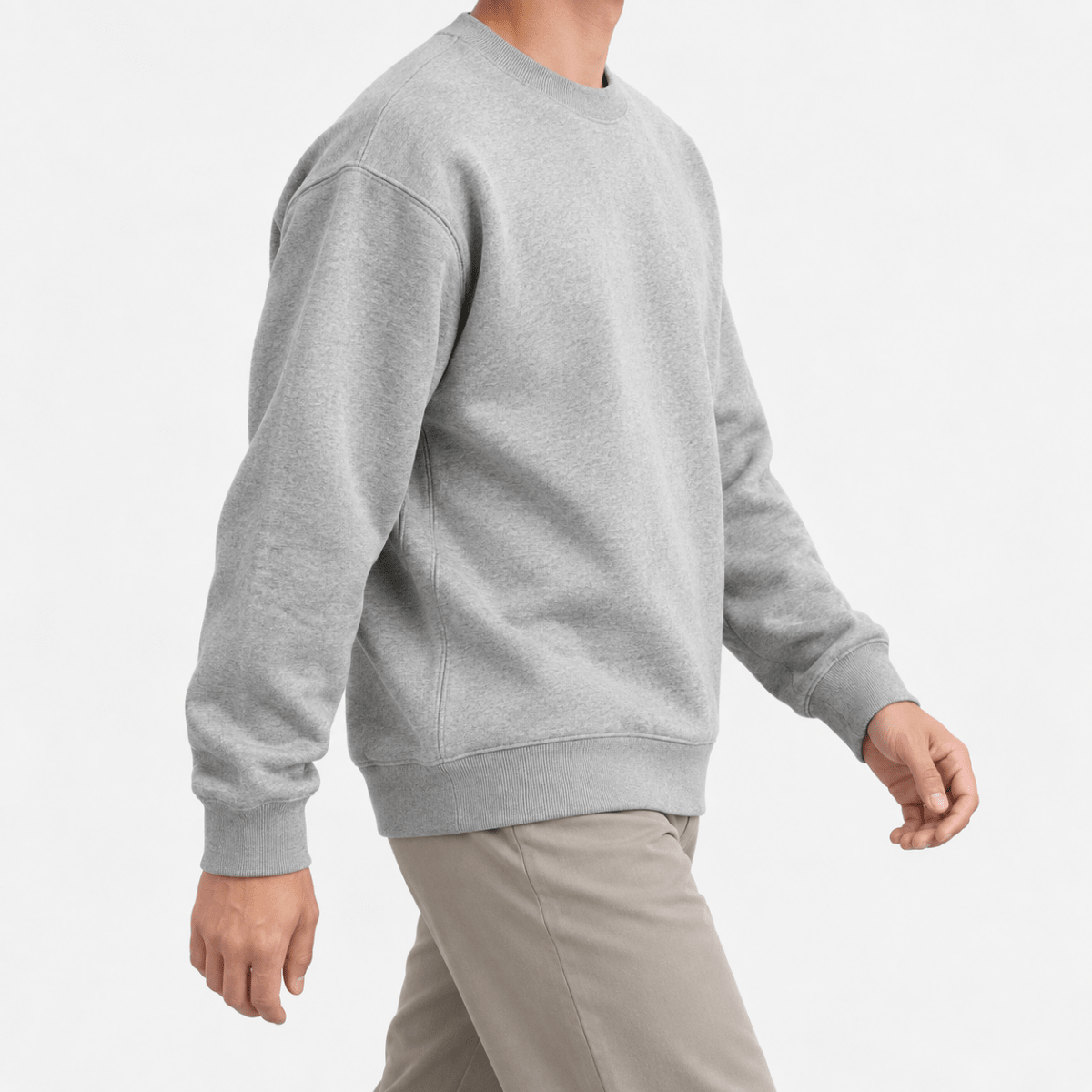Heavyweight cotton crew neck sweatshirt - AntoniosClothing - Light gray