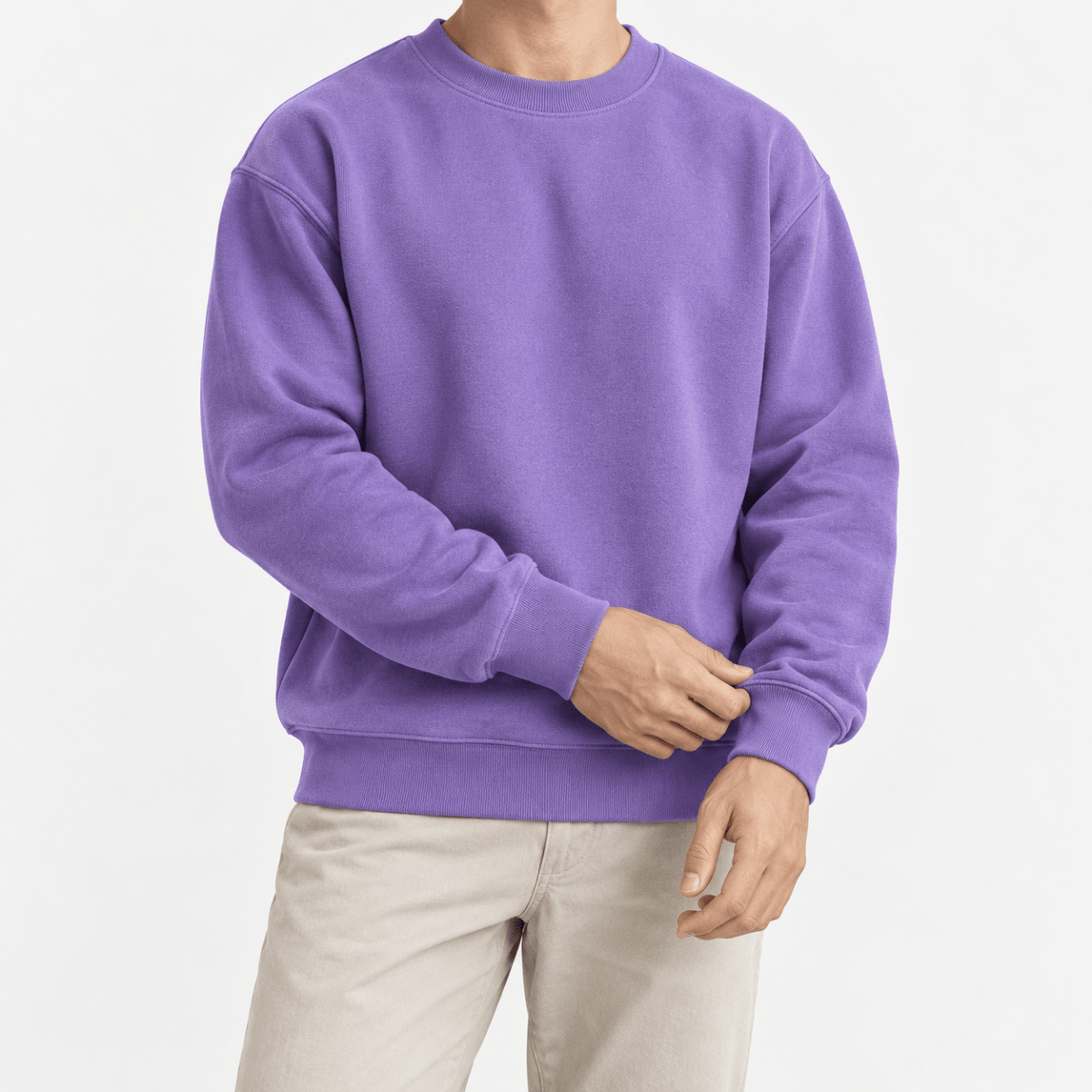 Heavyweight cotton crew neck sweatshirt - AntoniosClothing - Purple