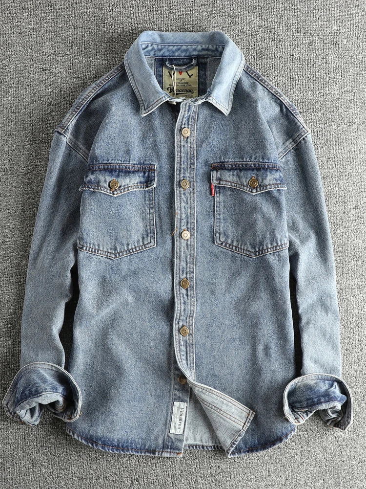 Heavyweight double pocket denim shirt - Antonios