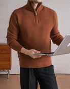 Heavyweight zip mockneck sweater - Antonios