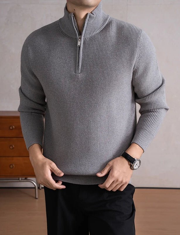 Heavyweight zip mockneck sweater - Antonios