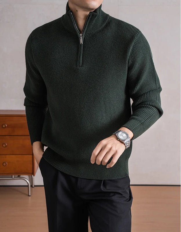 Heavyweight zip mockneck sweater - Antonios