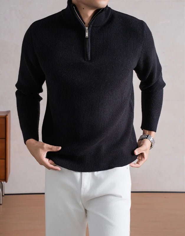 Heavyweight zip mockneck sweater - Antonios