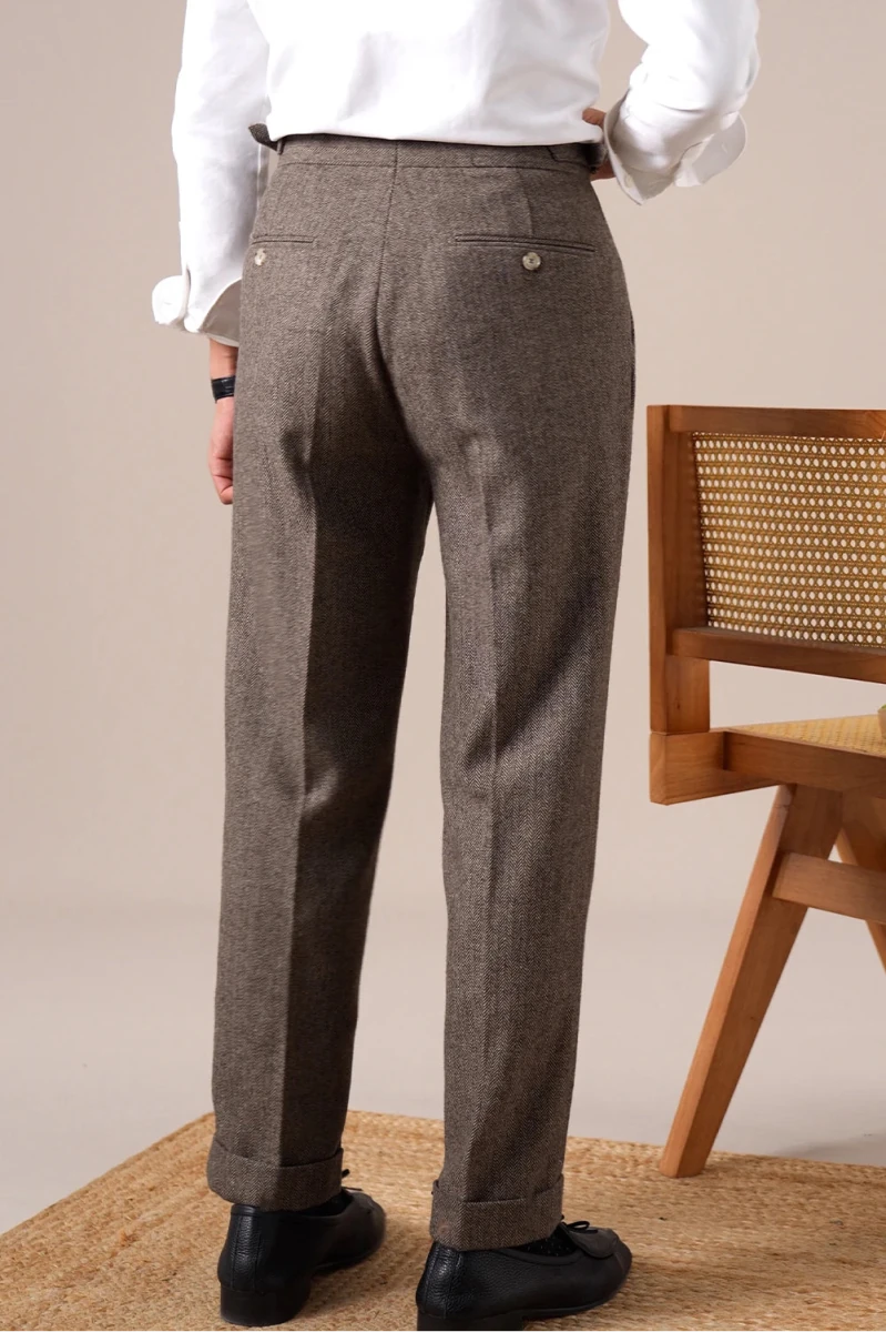Herringbone wool - blend autumn trousers - Antonios