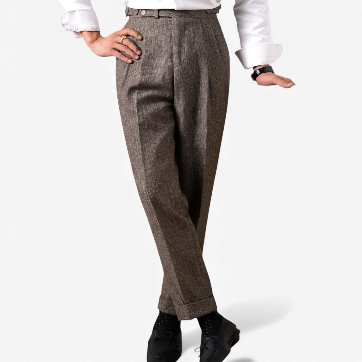 Herringbone wool - blend autumn trousers - Antonios