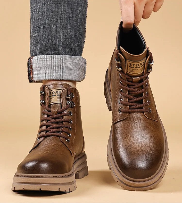 High - top genuine leather boots - Antonios