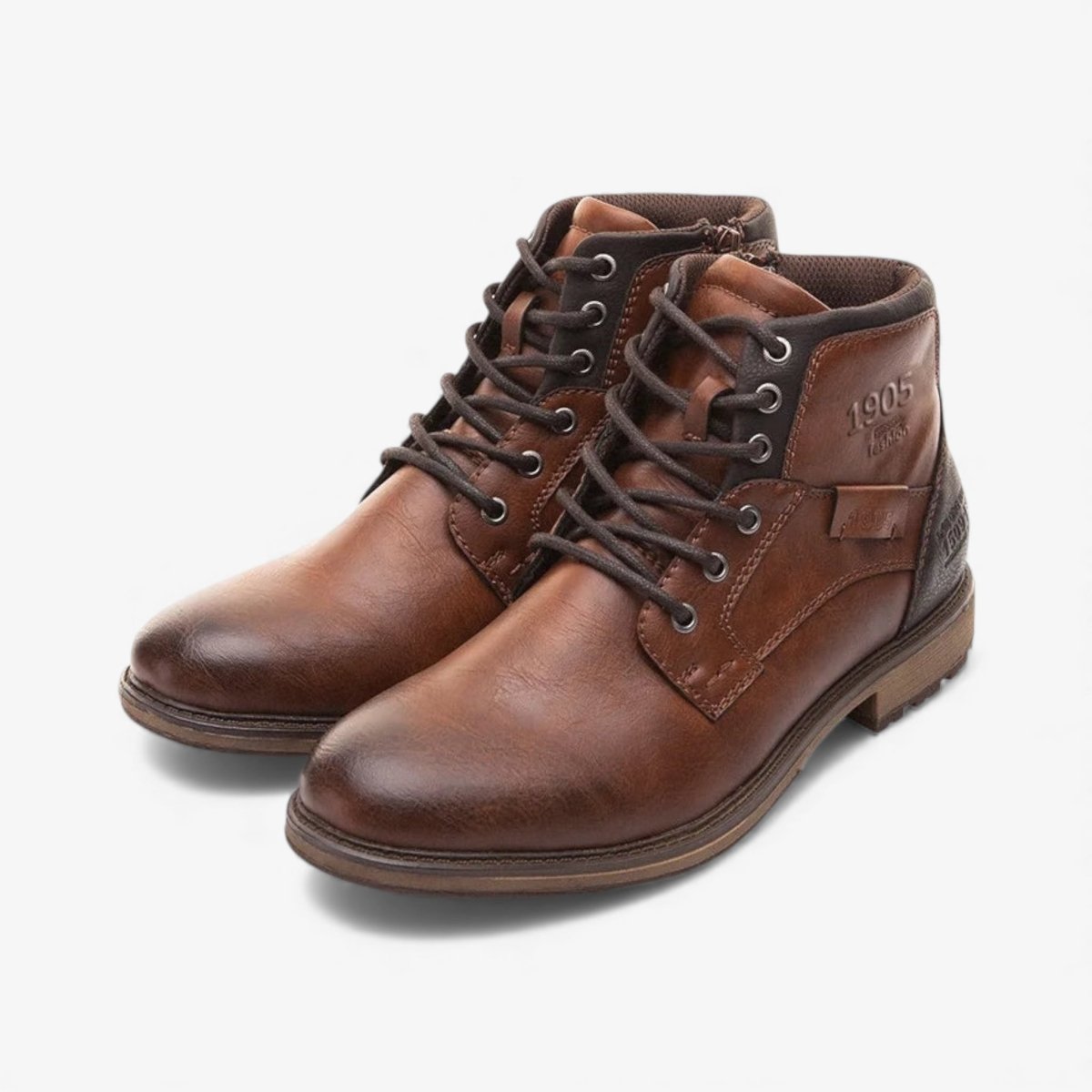 High - top winter leather boots with zipper - Antonios