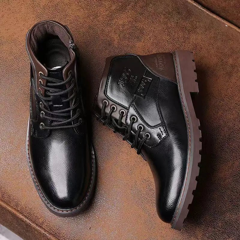 High - top winter leather boots with zipper - Antonios