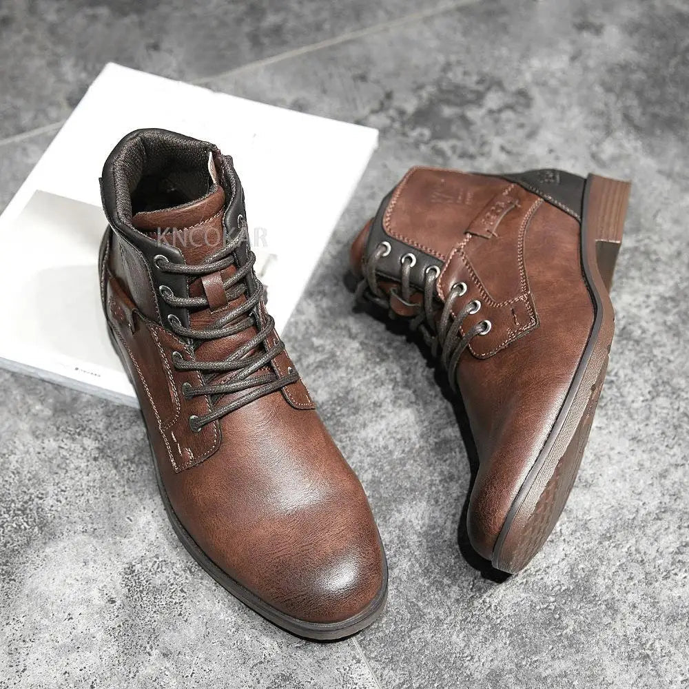 High - top winter leather boots with zipper - Antonios
