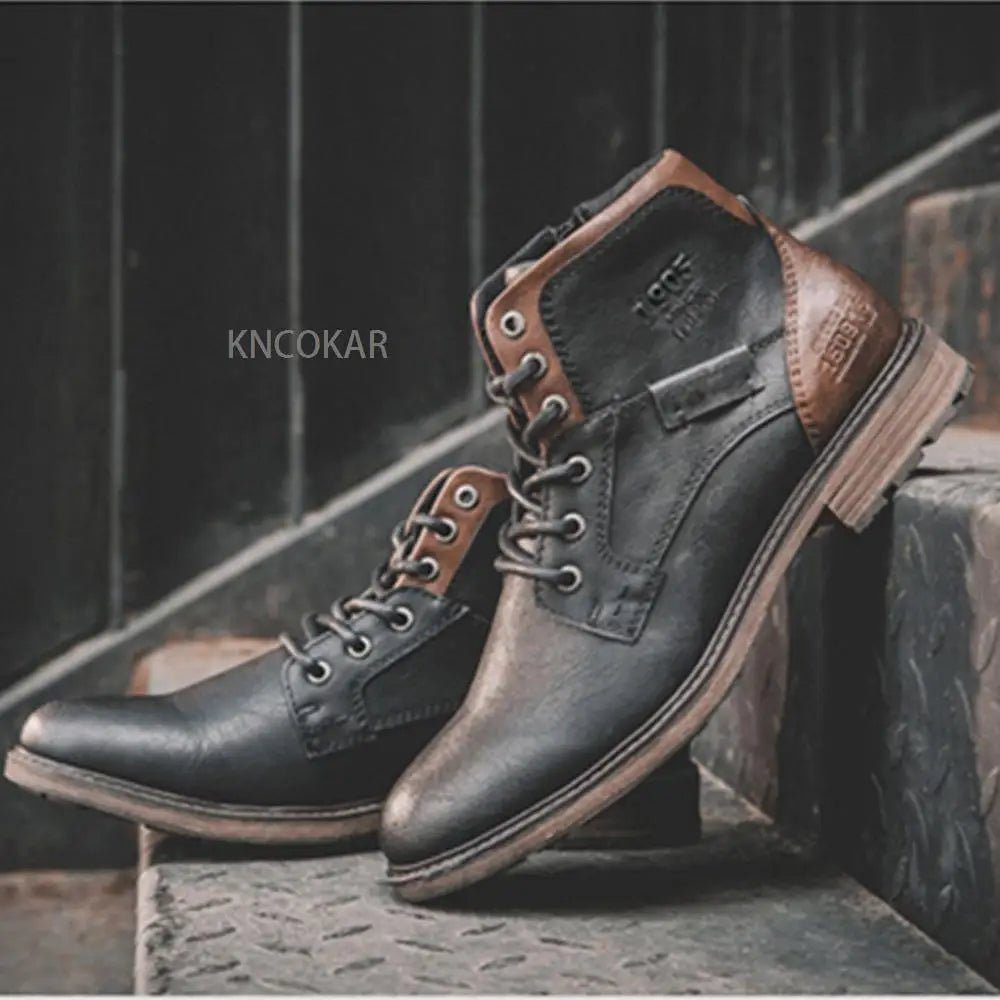 High - top winter leather boots with zipper - Antonios