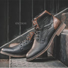 High - top winter leather boots with zipper - Antonios