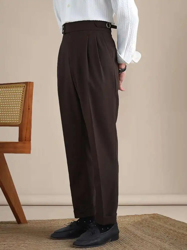 High - waist linen straight fit trousers - Antonios