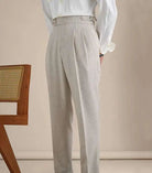 High - waist linen straight fit trousers - Antonios