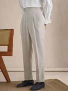 High - waist linen straight fit trousers - Antonios