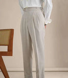 High - waist linen straight fit trousers - Antonios