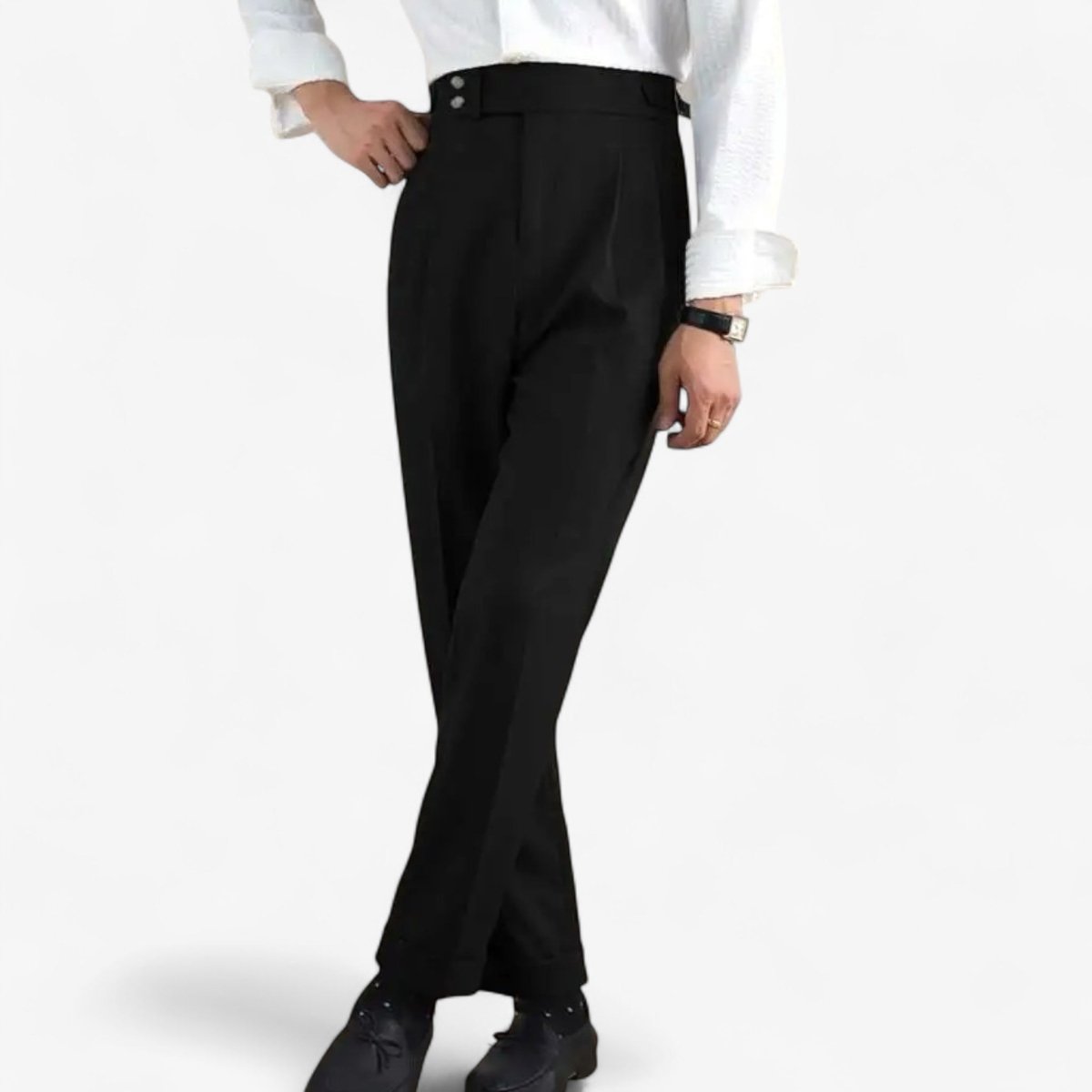 High - waist linen straight fit trousers - Antonios