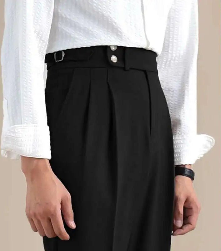 High - waist linen straight fit trousers - Antonios