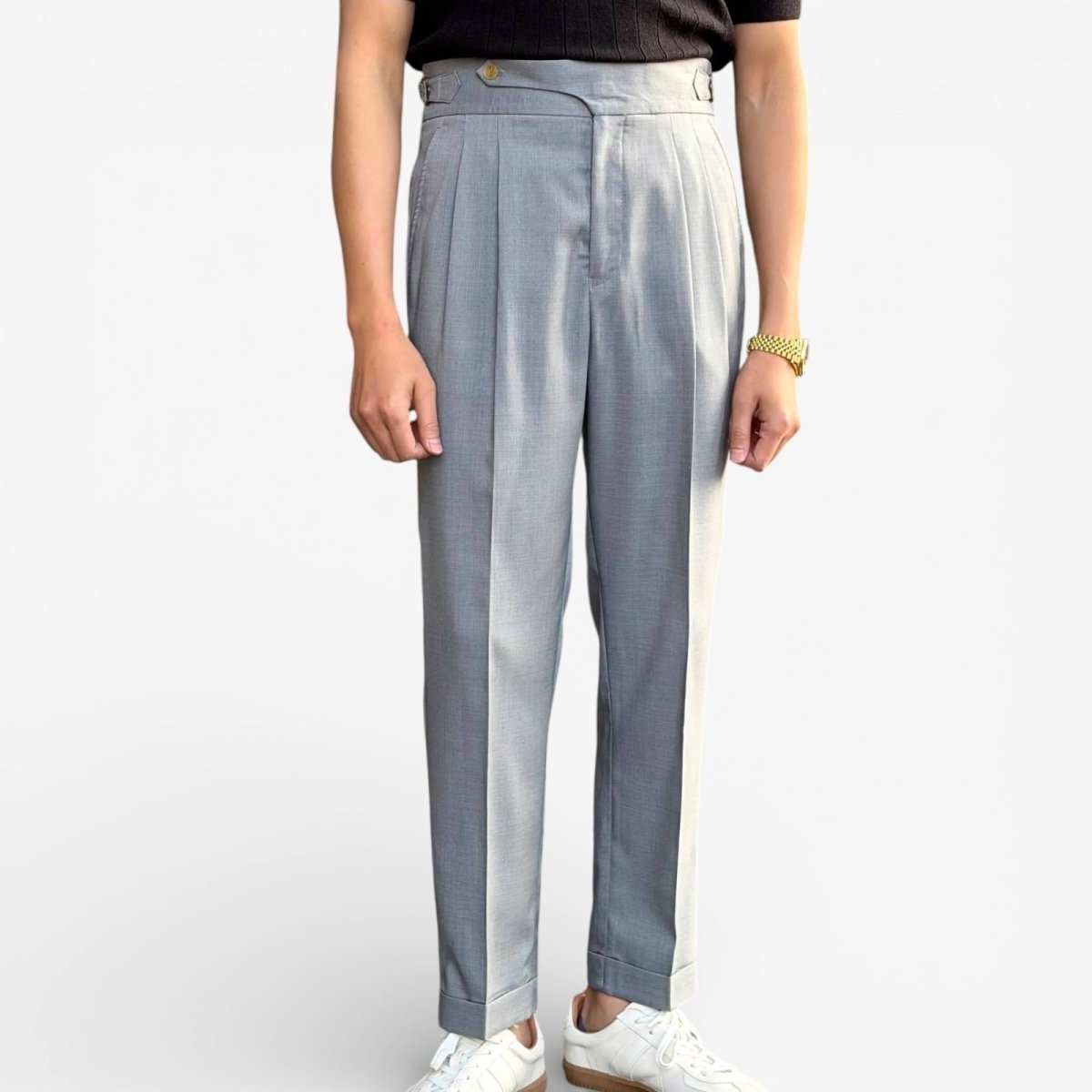 Men's high waist tailored trousers with side adjuster – Antonios