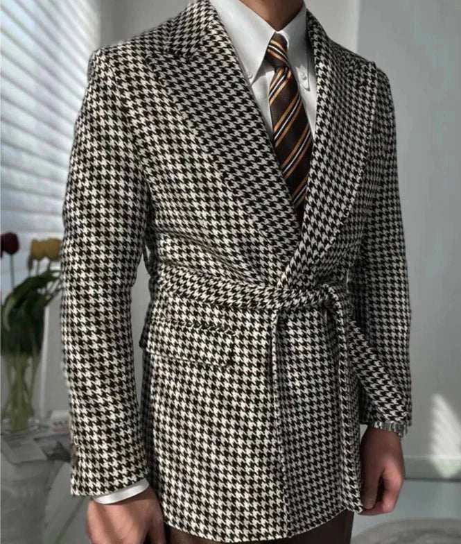 Houndstooth woolen retro suit blazer - Antonios