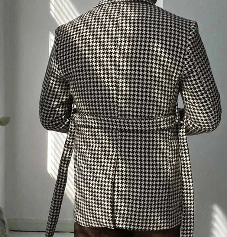 Houndstooth woolen retro suit blazer - Antonios