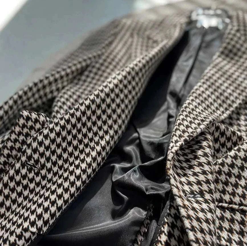 Houndstooth woolen retro suit blazer - Antonios
