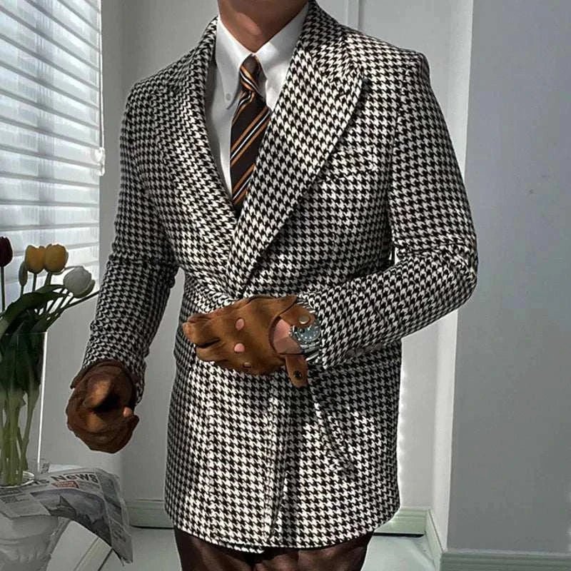 Houndstooth woolen retro suit blazer - Antonios