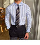 Italian Blue Striped Shirt - Antonios
