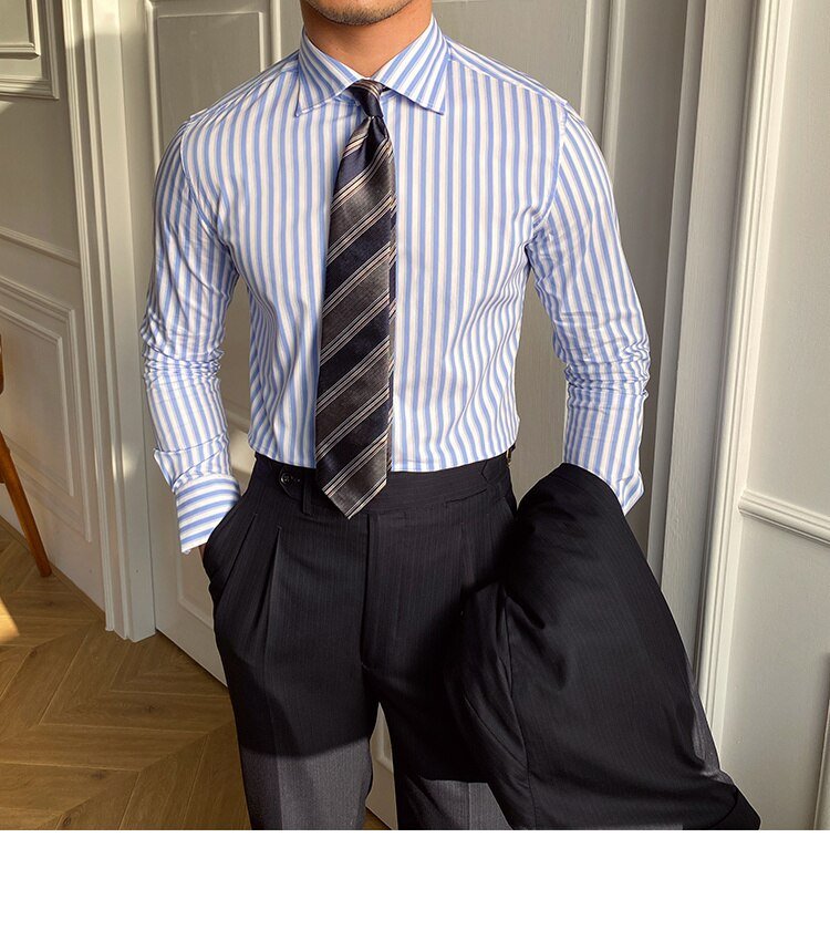 Italian Blue Striped Shirt - Antonios