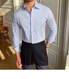 Italian Blue Striped Shirt - Antonios