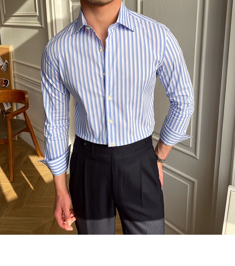Italian Blue Striped Shirt - Antonios