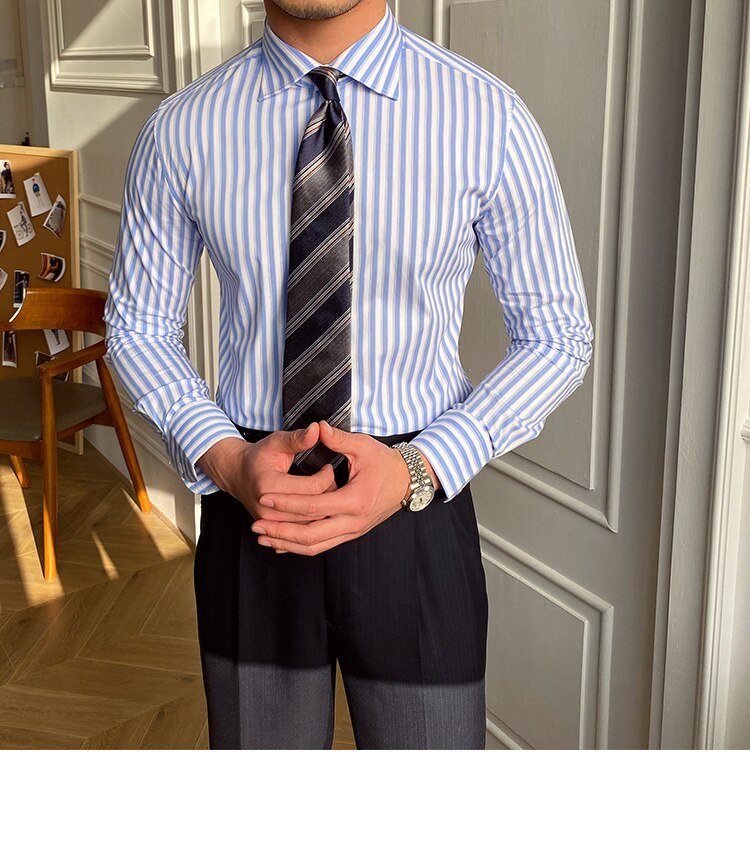 Italian Blue Striped Shirt - Antonios