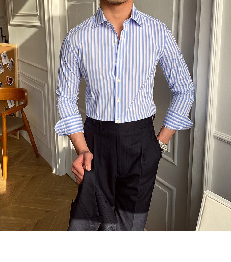 Italian Blue Striped Shirt - Antonios