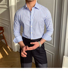 Italian Blue Striped Shirt - Antonios