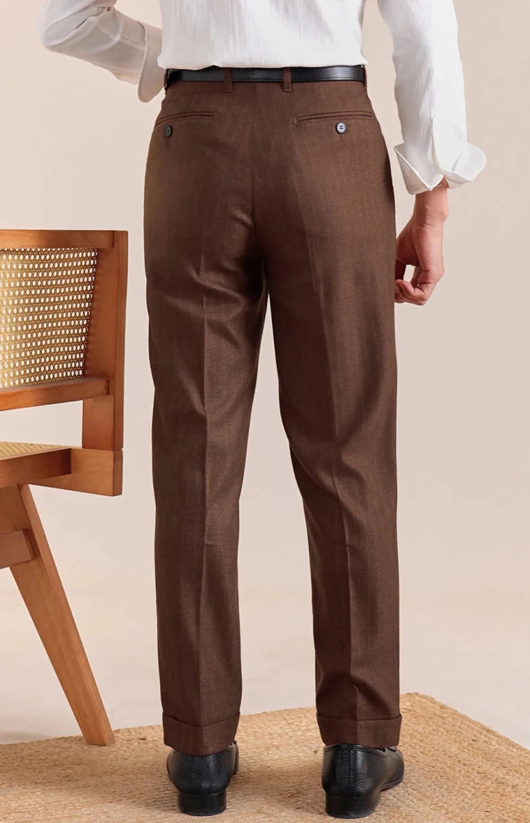 Italian office brown straight pants - Antonios