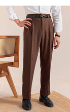 Italian office brown straight pants - Antonios