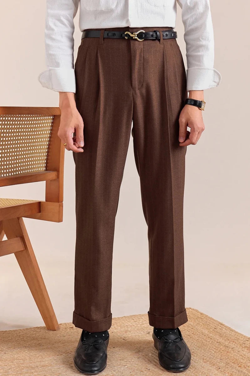 Italian office brown straight pants - Antonios