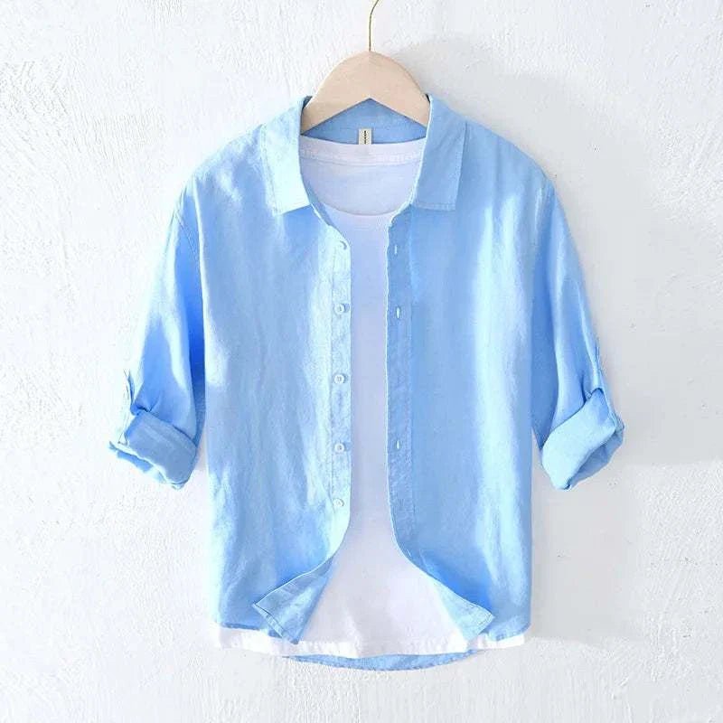 Italian pure linen long - sleeve shirt - Antonios