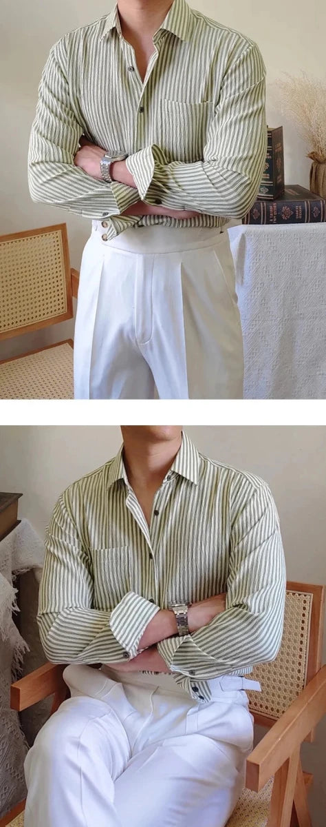 Italian striped long - sleeve shirt - Antonios