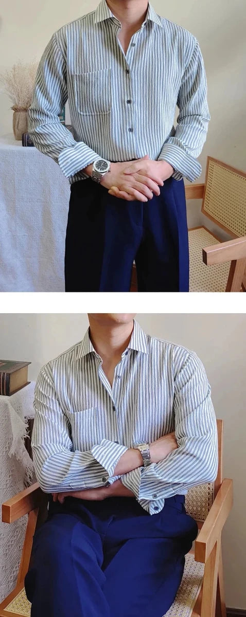 Italian striped long - sleeve shirt - Antonios