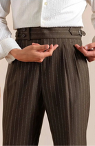 Italian style double pleated striped trousers - Antonios