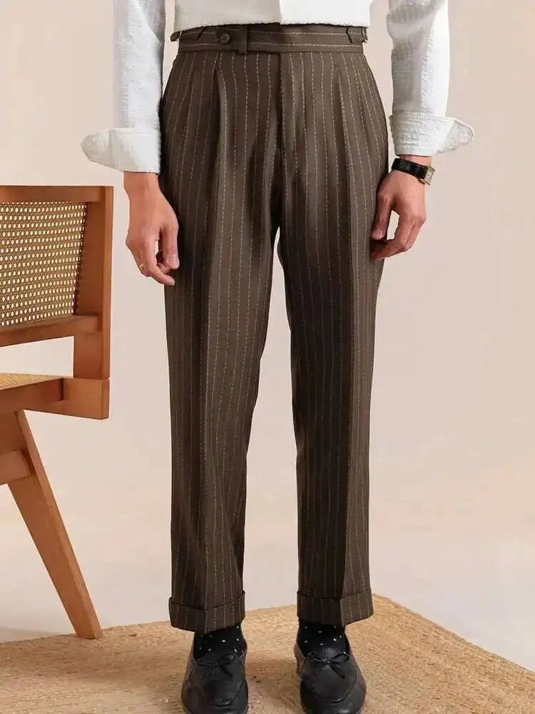 Italian style double pleated striped trousers - Antonios