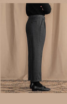 Italian wool herringbone pattern straight pants - Antonios