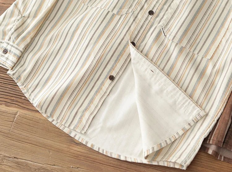 Japanese corduroy striped double pocket shirt - Antonios